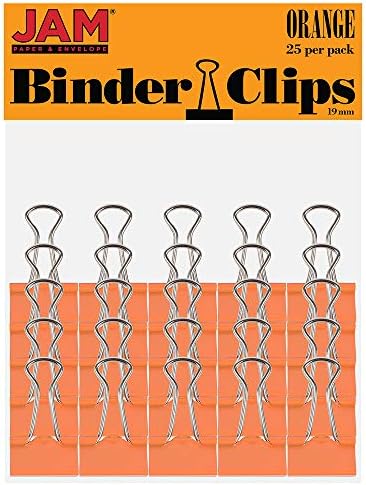 JAM PAPER Colorful Binder Clips - Small - 3/4 Inch (19 mm) - Orange Binderclips - 25/Pack - Image 6