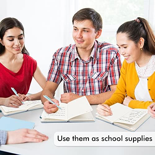 feela 12 Pack Notebooks Journals Bulk, Hardcover Notebook Classic Ruled Lined Journals with Pen Holder for Women Girls School Business Supplies, with 12 Black Pens, 120 GSM, 5.1”x8.3”, A5, Light Blue - Image 5