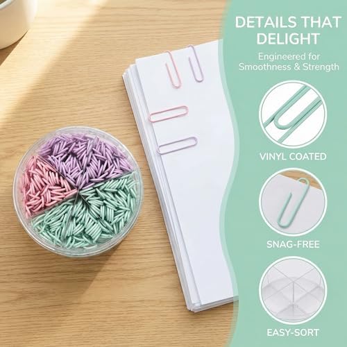 Multicolor Jumbo Paper Clips, Pastel, 1.3 Inch & 2 Inch, 400pcs - Image 6