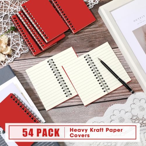 Jutom 54 Pcs Small Spiral Notebook Memo Pad 3x5, Red - Image 6