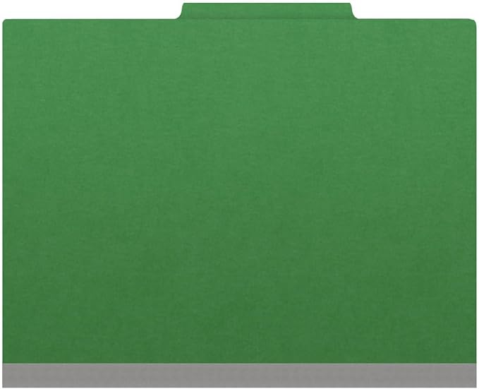 25 Pt. Pressboard Classification Folders, 2/5 Cut ROC Top Tab, Letter Size, 1 Pocket Divider, Moss Green (Box of 10) - Image 2