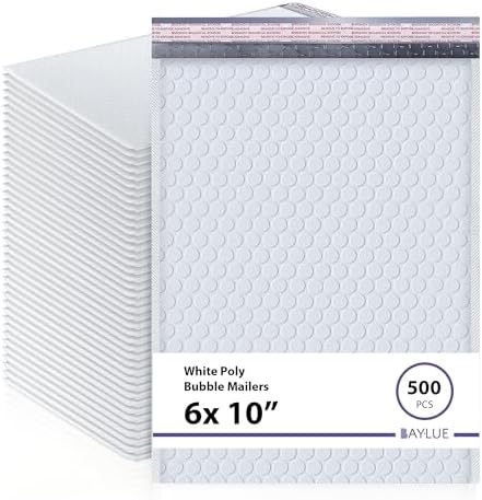 Bubble Mailers 6x10, Self Seal Poly Padded Envelopes #0, 500 Pack Bulk by BAYLUE