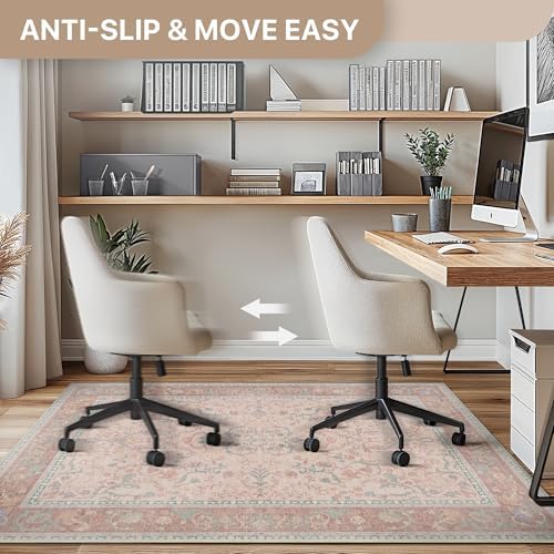 48"x60" Office Chair Mat for Hardwood Floor, Non-Slip Washable Pink - Image 4