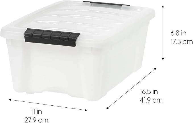 IRIS USA 6-Pack 13 Quart Storage Bins with Lids, Pearl | Conceals contents for a clean look. Ideal for shoes, photos, documents, and small essentials. Nestable design saves space - Image 2