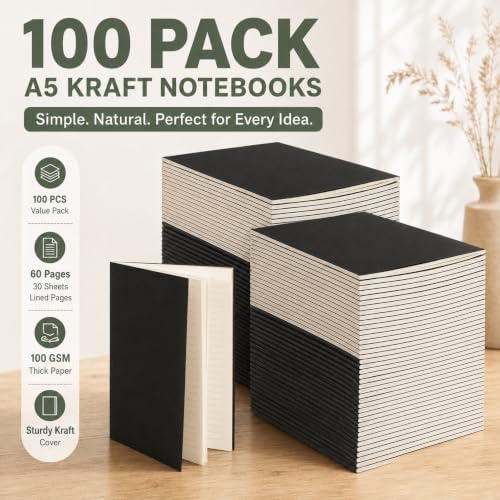 Mimorou 100 Pcs A5 Journals Notebooks Bulk,Black,Lined - Image 5