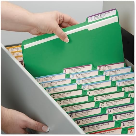 Smead Pressboard Fastener File Folder with SafeSHIELD Fasteners, 2 Fasteners, 1/3-Cut Tab, 2" Expansion, Letter Size, Green, 25 per Box (14938) - Image 2