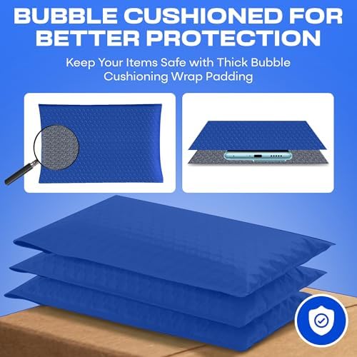 Royal Blue Bubble Mailers 12.5x19 Poly Padded Envelopes #6, 50 Pack - Image 4