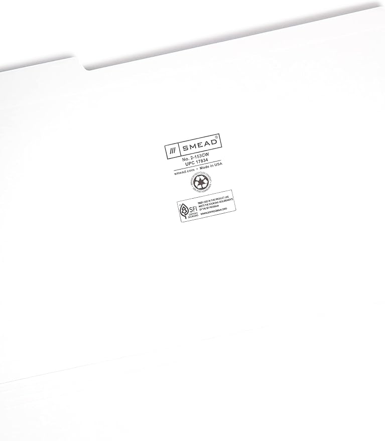 Smead File Folder, Reinforced 1/3-Cut Tab, Legal Size, White, 100 per Box (17834) - Image 3