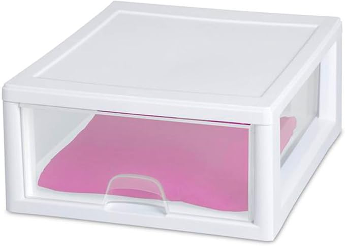 Sterilite Stacking Drawer Storage Organizer for Clothes, 16 Quart, 18-Pack | White Frame, Stackable Modular Clear Plastic Drawers & Containers for Clothing, Accessories, Craft Supplies, Shoes or Linens - Image 9