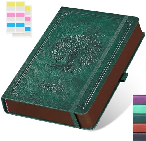 FOCUS DAY A5 Journal Notebook for Women Men, 320 Pages Lined Journaling Notebook with 100GSM Thick Paper, Hardcover Leather Note book for Work Writing Note Taking Diary, School, 5.7'' X 8.4'', Green by FOCUSDAY
