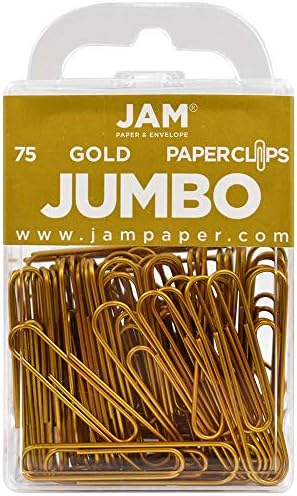 JAM Paper Colored Jumbo Paper Clips - Gold Paperclips - 75/pack by JAMPaper