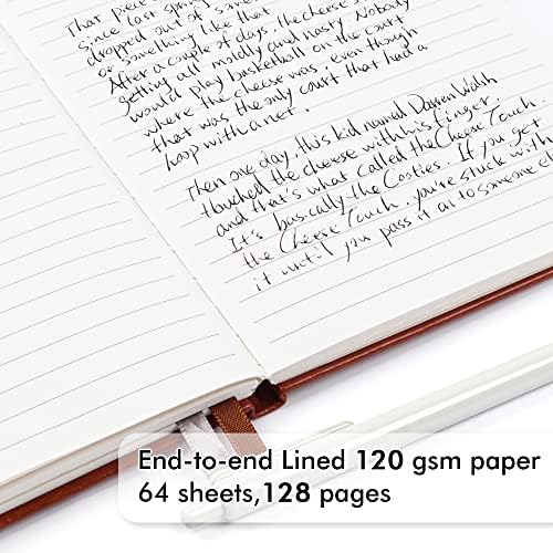 feela 24 Pack Journal Notebook for Work, Business Notebook Bulk Hardcover Lined Writing Journal with Pen Holder for Men Women Note Taking, with 24 Black Pens, 120 GSM, 5.1”x8.3”, A5, Brown - Image 3