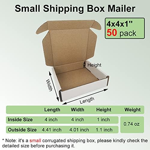 50 Pack 4x4x1'' Small Shipping Boxes, White Corrugated Cardboard Mailers for Mailing Packaging Business (W441-50) - Image 2