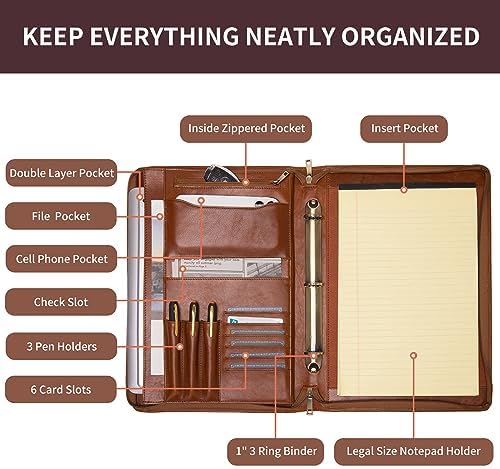 Personalized Leather 3 Ring Portfolio for 8.5 x 14" Pad & 15" Laptop - Image 7
