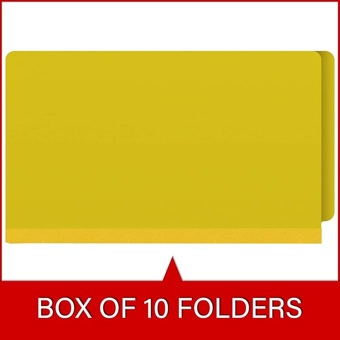 Ecom Folders End Tab Pressboard File Folders | Legal Size 25 Pt Stock with 2" Tyvek Expansion | Full Cut Tabs for Medical Charts, Legal Documents & Office Records | Yellow, Box of 25 - Image 6