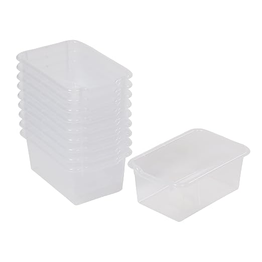 ECR4Kids Scoop Front Storage Bins, Multipurpose Organization, Clear, 10-Piece by ECR4Kids