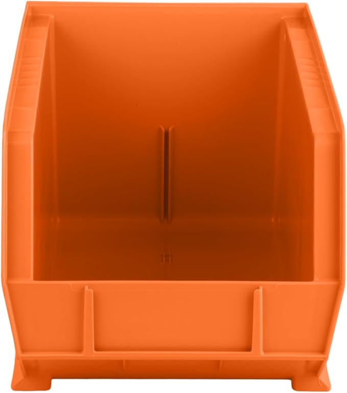 15" x 8" x 7" (6 Pack) Plastic Stackable Storage Bin, Orange - Image 6