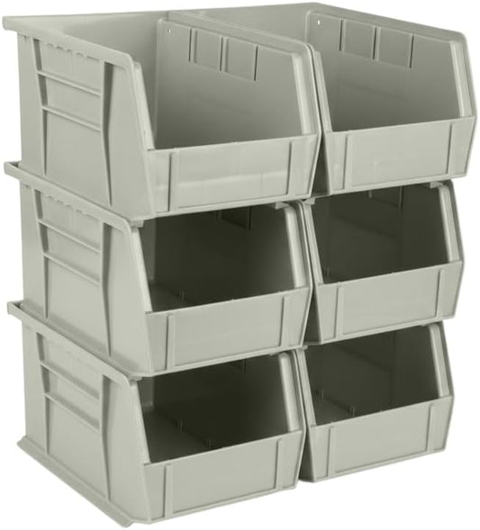 HE HUDSON EXCHANGE 9.5" x 6" x 5" (6 Pack) Plastic Stackable Storage Bin, Gray/Brown by HudsonExchange
