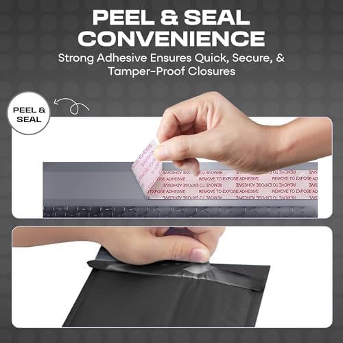 Jet Black Bubble Mailers 6x10, Self Seal Poly Padded Envelopes #0, 250 Pack - Image 3