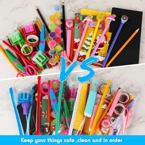 Zhehao 200 Pcs A6 Zipper Pouch Bulk, Clear Pencil Envelopes, Multicolor - Image 3