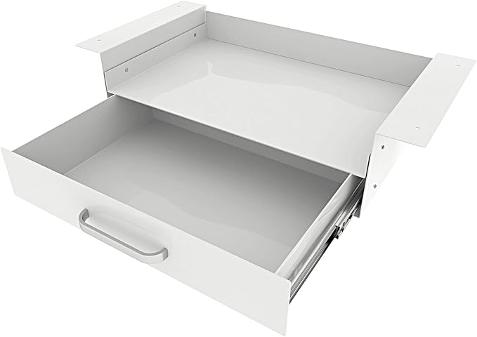 GOME White Under Desk Drawer Storage with Laptop/Book/Folders Shelf, Double Layer Easy Slide-Out Undermount Drawer Organizer with Ball Sliding Track for Home Office Sit-Stand Workstation by GOME