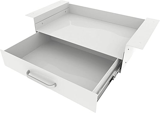 GOME White Under Desk Drawer Storage with Laptop/Book/Folders Shelf, Double Layer Easy Slide-Out Undermount Drawer Organizer with Ball Sliding Track for Home Office Sit-Stand Workstation by GOME