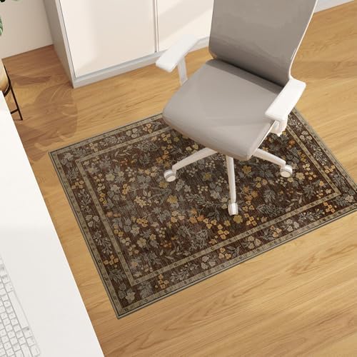 chakme Office Chair Mat for Hardwood Floor, 48"x36" Easy Glide Computer Desk Mat Protector for Rolling Chair Under Desk Rug Nonslip Backing, Machine Wash, (Floral) by CHAKME