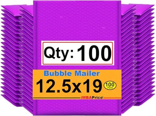 iMBAPrice 100-Pack #6 (12.5" x 19") Premium Mat Purple Color Self Seal Poly Bubble Mailers Padded Shipping Envelopes (Total 100 Bags) by iMBAPrice