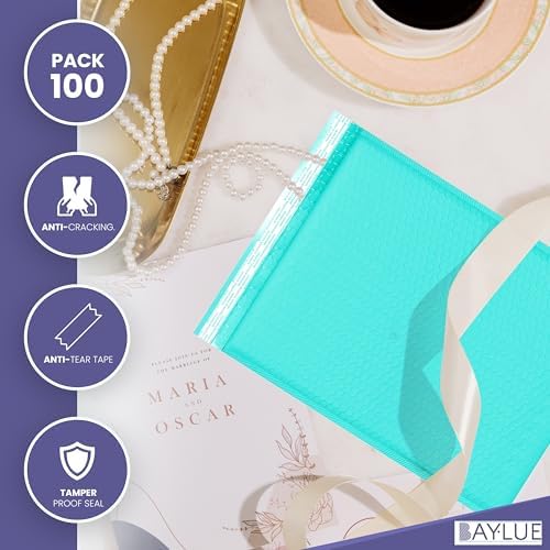 Teal Bubble Mailers 10x13, Self Seal Poly Padded Envelopes, 100 Pack Bulk - Image 4