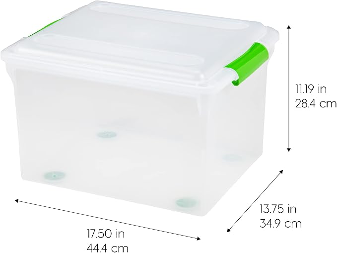 IRIS USA 4-Pack 35 Qt. File Box Organizer with Lid, Clear | Store documents and supplies with a secure closure, easy access, and organized storage for home or office use - Image 2