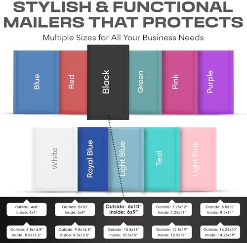 Jet Black Bubble Mailers 6x10, Poly Padded Envelopes #0, 500 Pack Bulk - Image 2