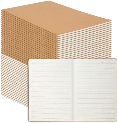 miikoul 48 Pack A5 Kraft Paper Notebook Lined Journal Bulk, 8.3 X 5.5 Inch, 60 Pages/30 Sheets, 80gsm, Travel Notebook Notepad for Adult, Students, Gift, Office, Back to School Supplies by Welcometomiikoul