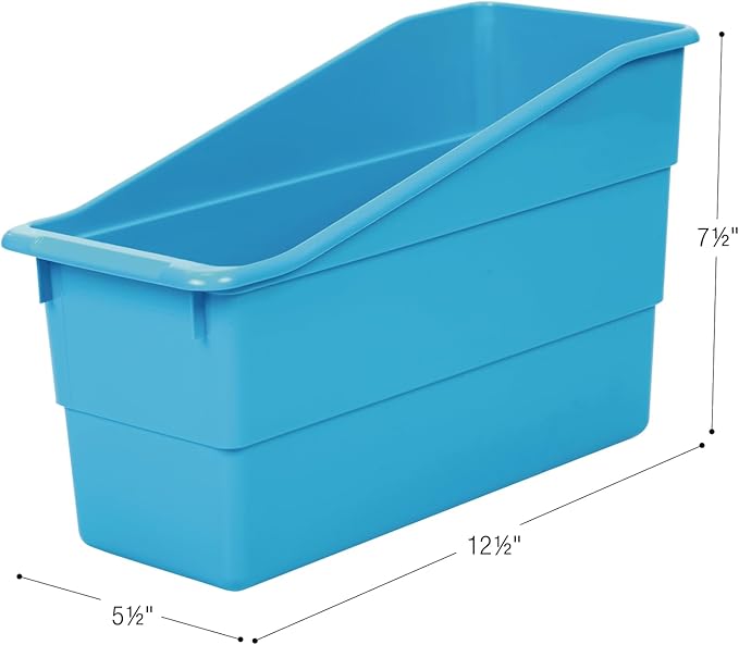 Really Good Stuff Durable Book and Binder Holders - 12 Pack, Blue Neon, 5.5" x 12.5" x 7.5", Classroom Organization, Storage Solution, Sturdy and Versatile | 5.5" x 12.5" x 7.5", Classroom Organization, Storage Solution, Sturdy & Versatile - Image 8
