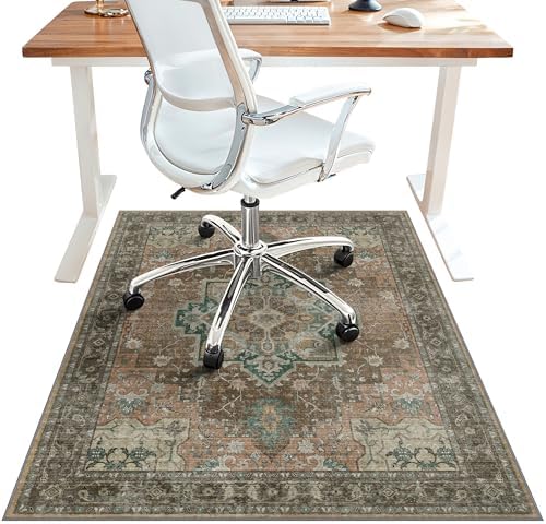 48"x60" Office Chair Mat for Hardwood Floor, Non-Slip Washable Rosewood by BESBLEE