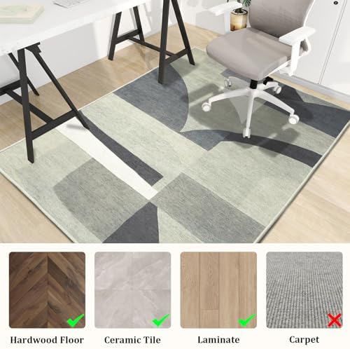 Office Chair Mat for Hardwood Floor, 48"x36" Easy Glide Computer Desk Mat Protector for Rolling Chair Under Desk Rug Nonslip Backing, Machine Wash (Modern) - Image 3