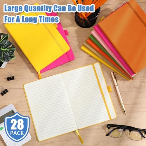 Laumoi 28 Pack A5 PU Leather Lined Notebook Journal, Bright Colors,Simple - Image 3