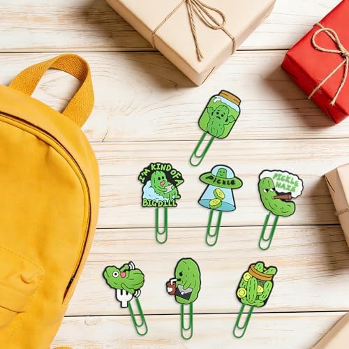 Paper Clips, 22pcs Pickle PaperClips Medium Colored Binder Clips Assorted Book Mark for Paperwork Office School Decorative - Image 6