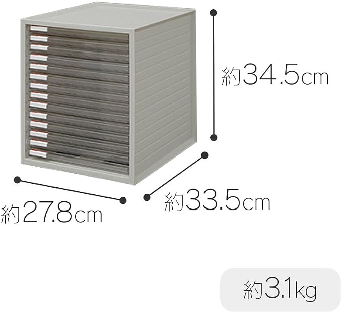 Iris Ohyama LCE-14S Ultra Shallow Type 14 Tiers A4 Letter Case, Stackable Up to 3 Tiers, Index Stickers, Drawer, Office Storage, Desk, Document Case, Storage Case, Envelopes, Clear, Storage, Tabletop, - Image 7