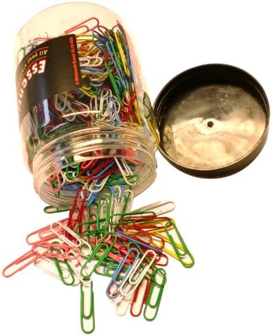 Stationery Tubs 32mm Large Plain Paper Clips - Assorted Colours (Pack of 500) by Whitecroft+Essentials