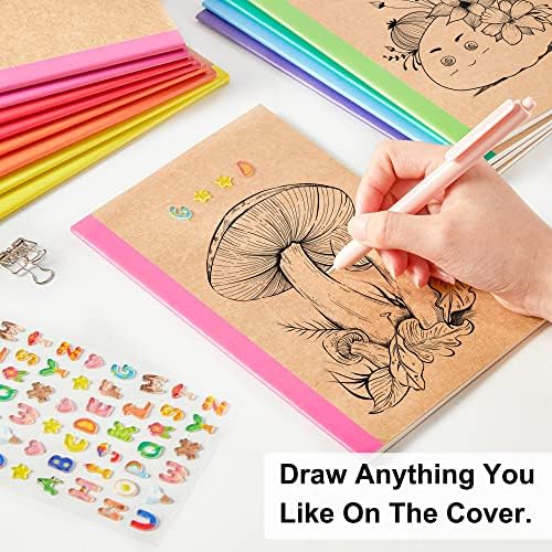 feela 48 Pack Composition Notebooks Bulk, Kraft Cover Lined Blank College Ruled Composition Travel Journals with Rainbow Spines For Women Students Business, 60 Pages, 8.3”x 5.5”, A5, 8 Colors - Image 3