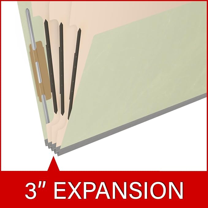 25 Pt. Pressboard Classification Folders, 2/5 Cut ROC Top Tab, Letter Size, 3 Dividers, Light Green (Box of 10) - Image 7