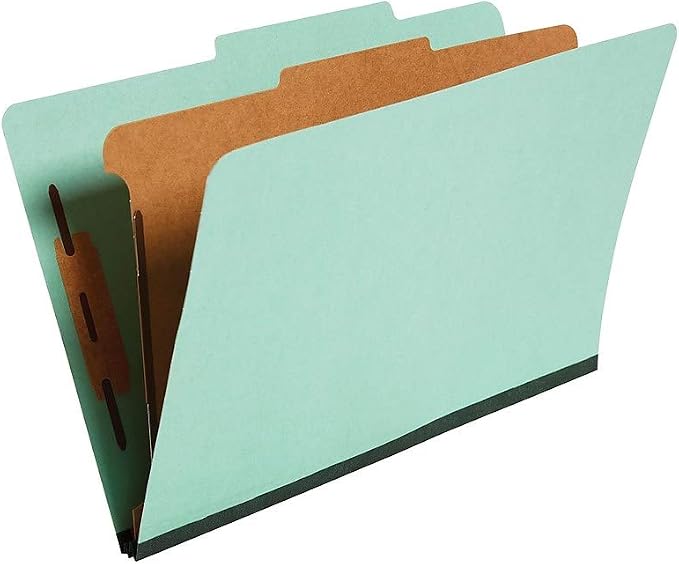 Staples Colored Pressboard Classification Folder, Legal Size, 1 Partition, Green, Durable Construction, 20/Pack - Image 3