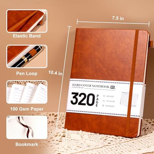 CAGIE Journal Notebook for Men Women Brown- B5 Large Journaling Notebooks Journals Leather for Writing Work Diary Hardcover Thick - Image 3