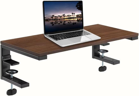*Test* Ergonomic Clamp-On Laptop and Computer Monitor Riser Stand with Drawer, 21.6 x 9.8 inch - Dark Brown|Laptop Stand for Desk, Monitor Riser, Desk Organizer, Office Desk Home Workspace by ThriveHive