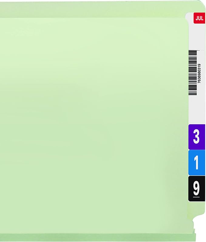 Smead End Tab Pressboard Fastener File Folder with SafeSHIELD, 2, 25 Mm Expansion, Letter Size, Gray, Green, 25 Count, 34705 - Image 3