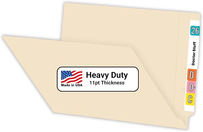 End Tab File Folders for Medical Records, Doctor Stuff, 11pt Manila Reinforced Tab Letter Size USA Made, Box of 100 by DoctorStuff