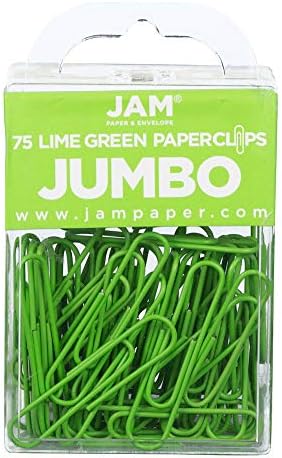 JAM PAPER Colorful Jumbo Paper Clips - Large 2 Inch - Lime Green Paperclips - 75/Pack by JAMPaper