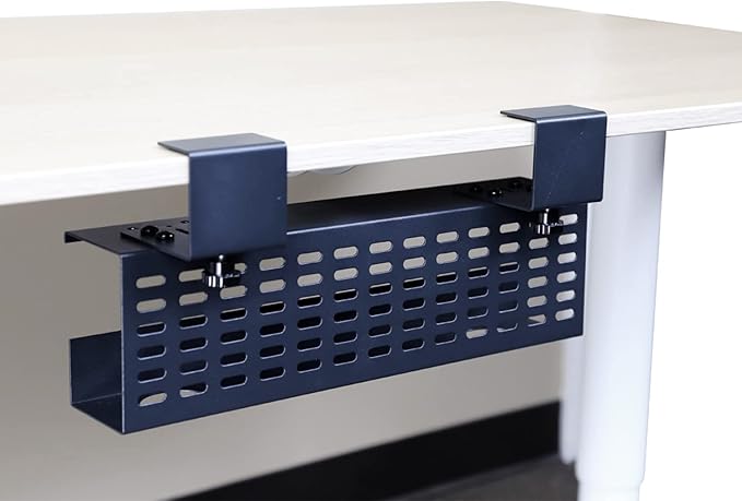 AEONS Under Desk Cable Management Tray Black Horizontal 16-inch Under Desk Removable C Clamp Mount Computer Cord Raceway and Modesty Panel by AEONS
