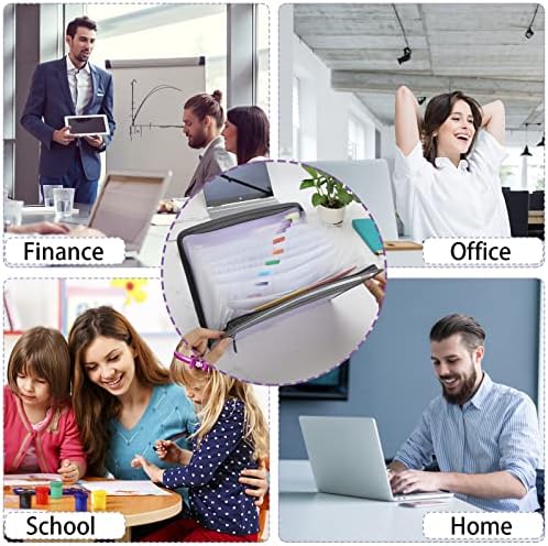 NAFY Accordian File Organizer, 13 Pockets Expanding File Folder with Zipper, A4 Letter Size Portable Accordion Expanding File Folders with Multicolor Labels for Office School Supplies (Black+Purple) - Image 7