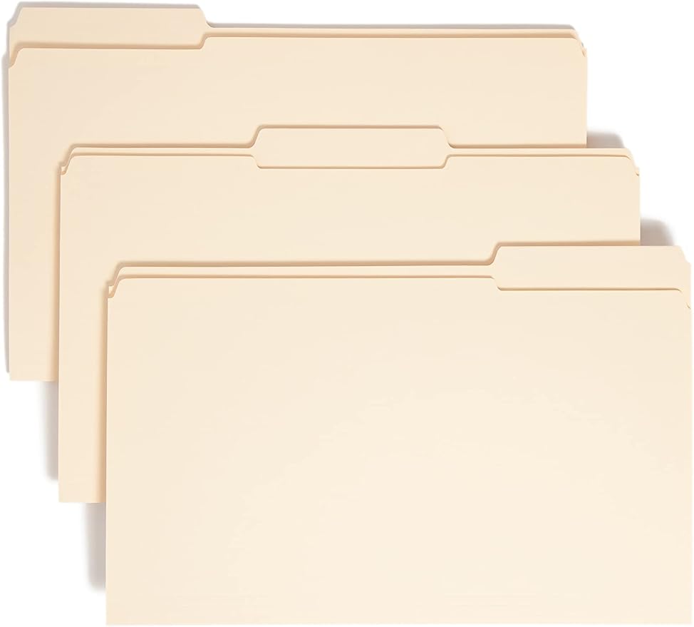 Smead File Folder, Reinforced 1/3-Cut Tab, Assorted Positions, Legal Size, Manila, 100 per Box (15334) by SMEAD